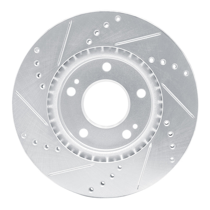 R1 Concepts R1 10-13 Kia Forte5 Front Right Drilled & Slotted Silver Brake Rotor