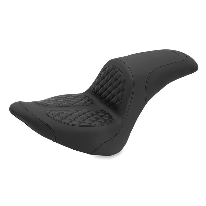 Mustang Motorcycle Mustang 06-17 Harley Softail Wide Tire (200mm) Fastback 1PC Seat w/Diamond Stitch - Black
