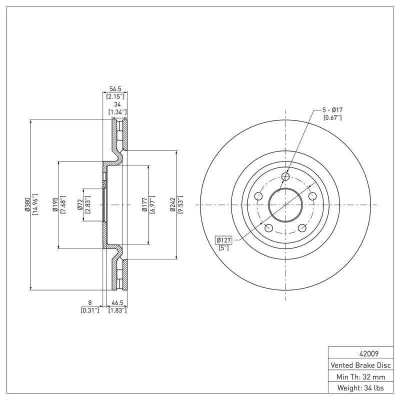 DFC 12-25 Dodge Durango Front Brake Rotor