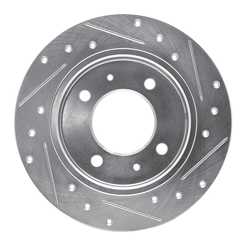 R1 Concepts R1 97-06 Hyundai TIBURON Rear Left Drilled & Slotted Silver Brake Rotor
