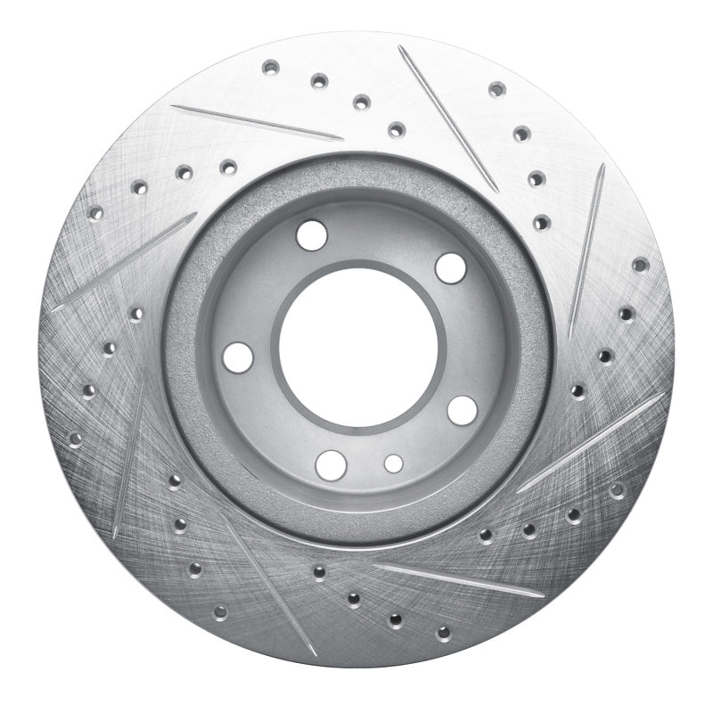 R1 Concepts R1 82-88 BMW 524TD Front Left Drilled & Slotted Silver Brake Rotor