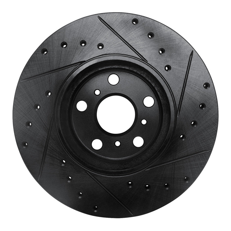R1 Concepts R1 90-93 Toyota Celica Front Left Drilled & Slotted Black Brake Rotor
