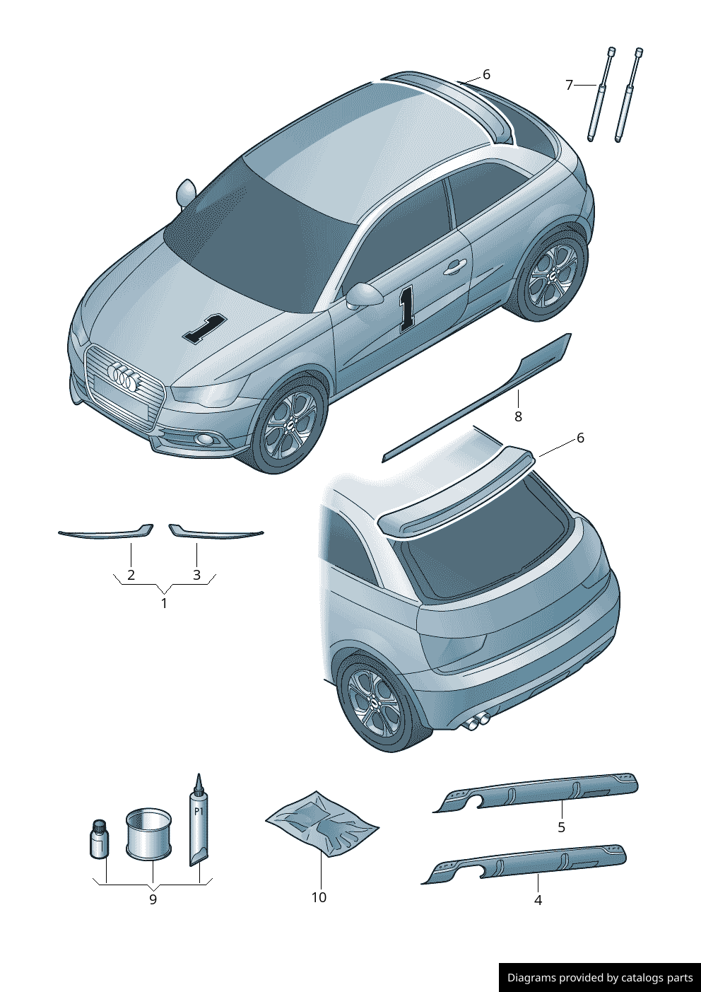 Genuine Audi 8X40716459AX A1 Roof Edge Spoiler