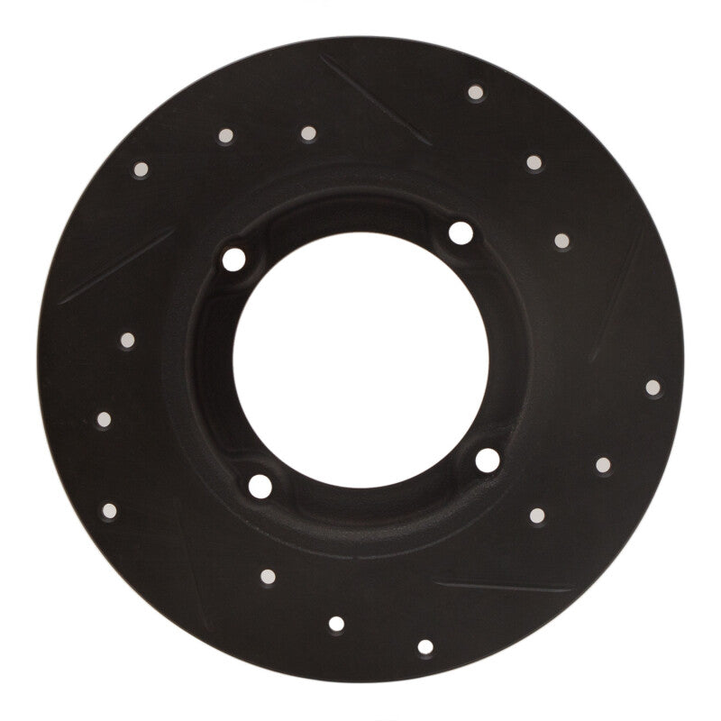 R1 Concepts R1 73-79 Honda Civic Front Left Drilled & Slotted Black Brake Rotor