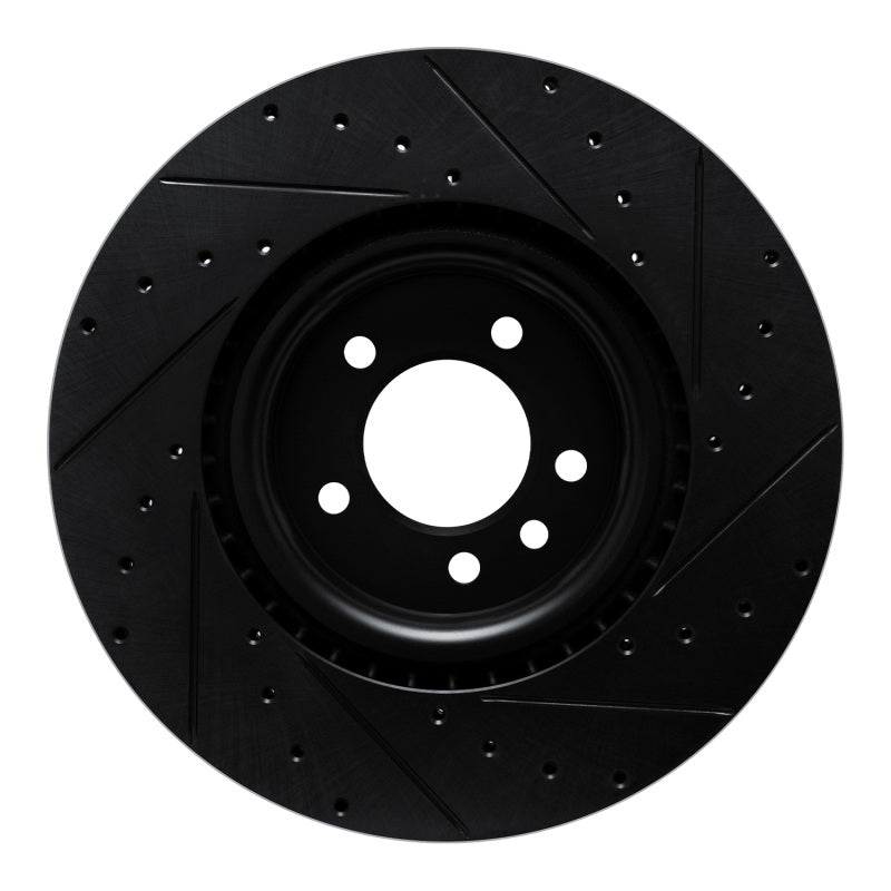 R1 Concepts R1 18-24 Land Rover Discovery Front Left Drilled & Slotted Black Brake Rotor