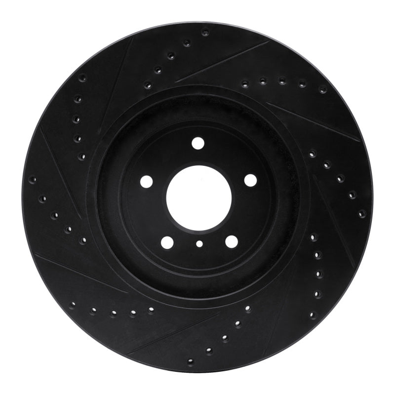 R1 Concepts R1 08-25 Infiniti Q50 Front Right Drilled & Slotted Black Brake Rotor