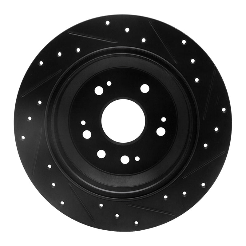 R1 Concepts R1 10-15 Honda Crosstour Rear Left Drilled & Slotted Black Brake Rotor