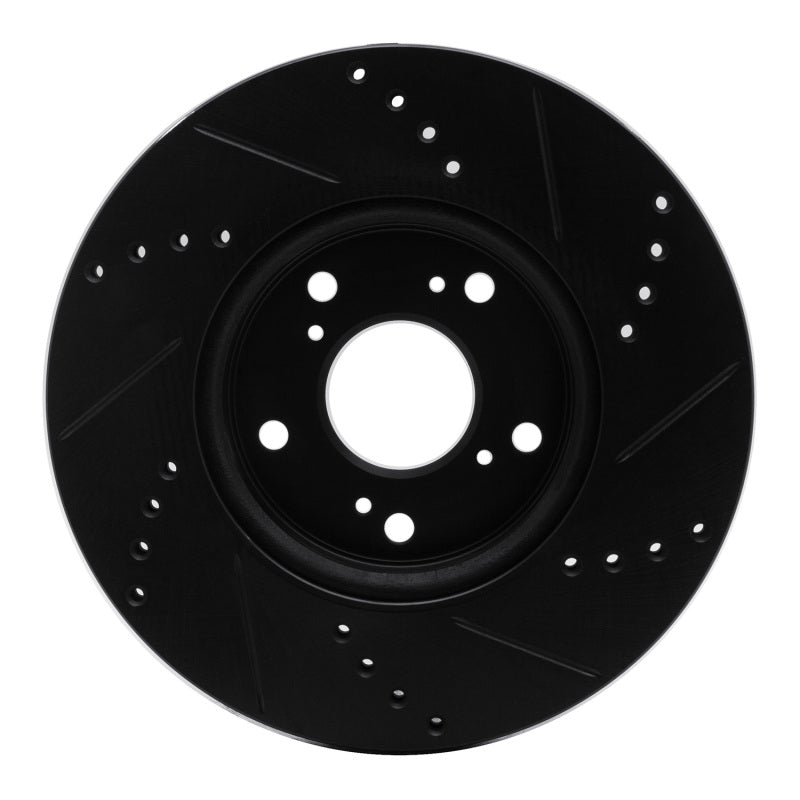 R1 Concepts R1 13-25 Honda Civic Sedan Front Left Drilled & Slotted Black Brake Rotor