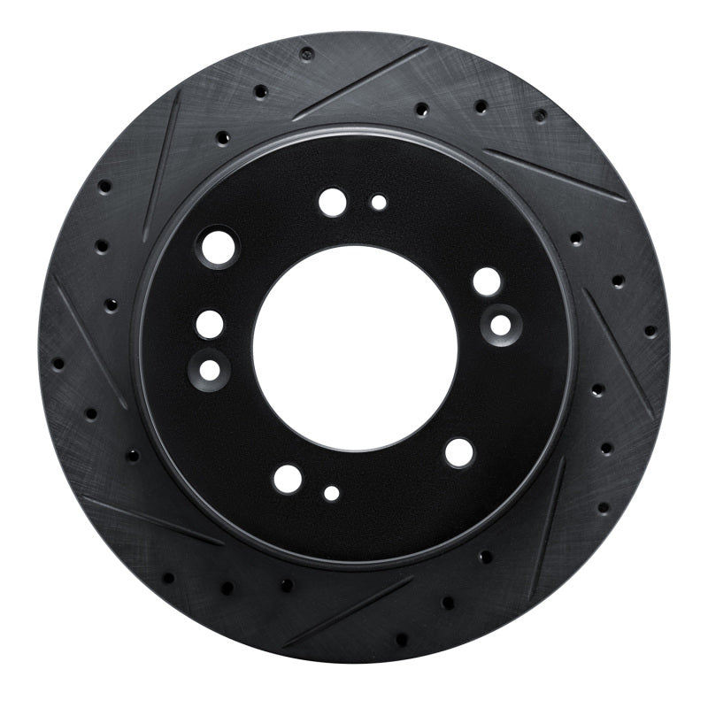 R1 Concepts R1 07-09 Kia Sorento Rear Left Drilled & Slotted Black Brake Rotor