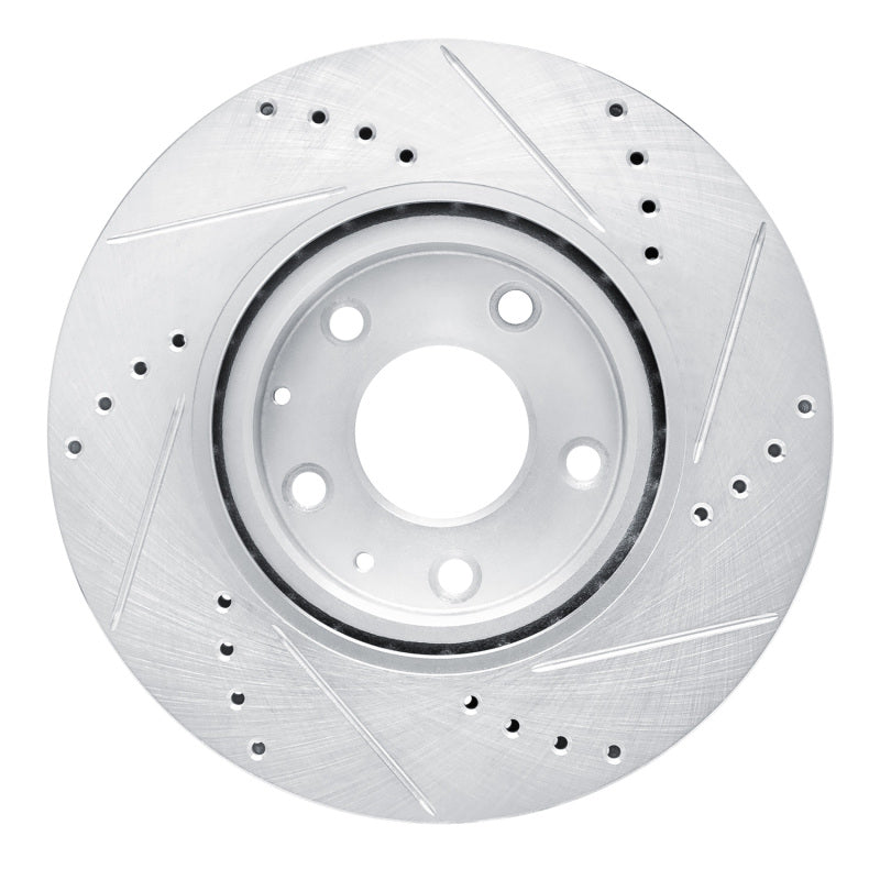 R1 Concepts R1 2019-2025 Mazda 3 Front Left Drilled & Slotted Silver Brake Rotor