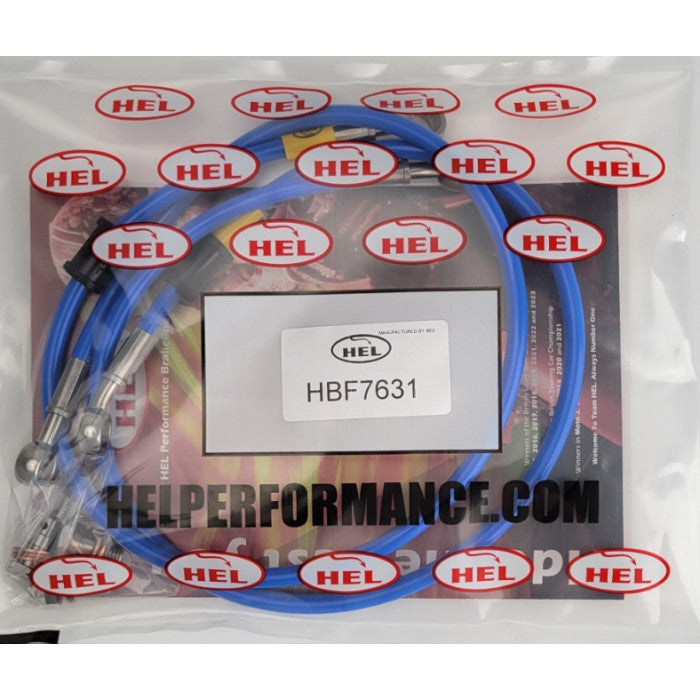 HEL Performance CL-HBF7631-FRONT Full Length Race Brake Lines Stainless Steel Braided FRONTS ONLY - CLEARANCE (BLUE HOSE WITH STAINLESS BANJOS)