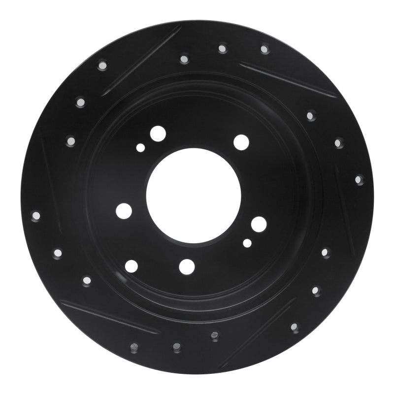 R1 Concepts R1 10-13 Kia Soul Rear Right Drilled & Slotted Black Brake Rotor