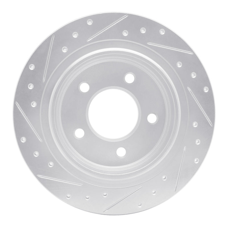 R1 Concepts R1 04-08 Chrysler Pacifica Rear Right Drilled & Slotted Silver Brake Rotor