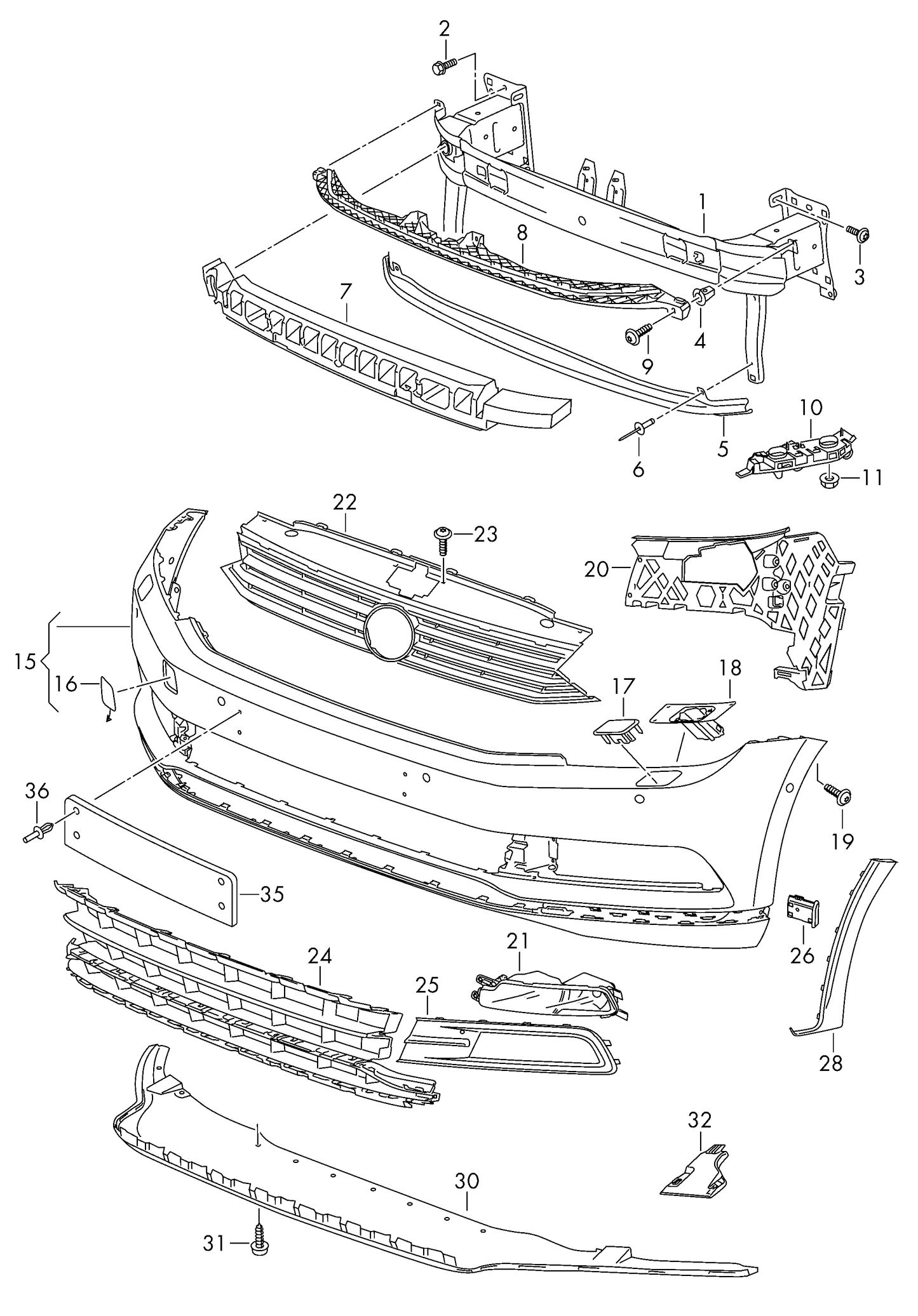 Genuine Volkswagen 3G0807217T Bumper Cover