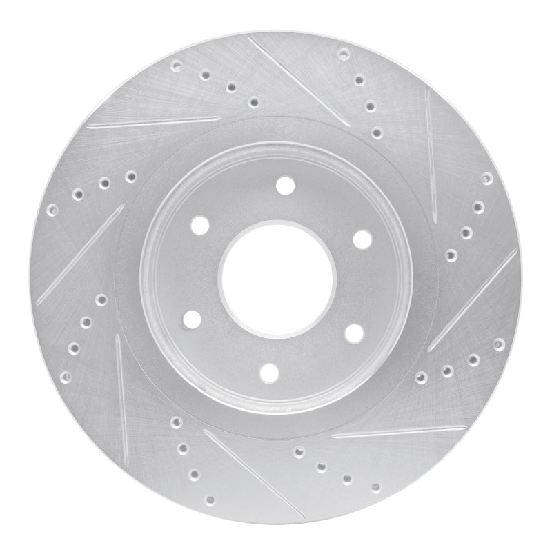 R1 Concepts R1 05-07 Infiniti QX56 Front Left Drilled & Slotted Silver Brake Rotor