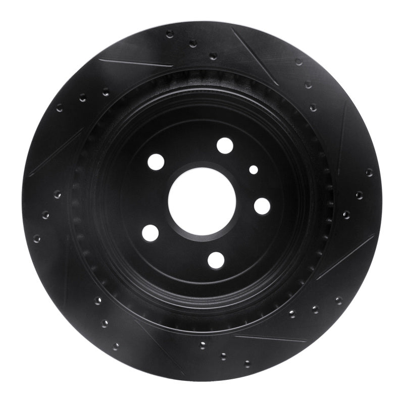 R1 Concepts R1 08-14 Cadillac CTS Rear Left Drilled & Slotted Black Brake Rotor