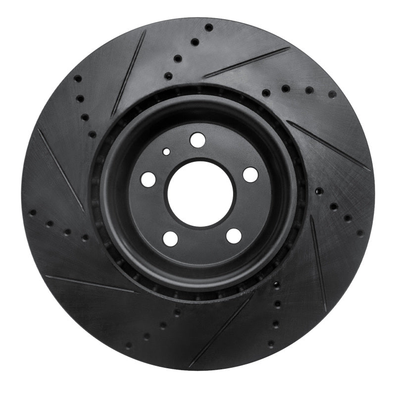 R1 Concepts R1 12-20 Audi A7 Quattro Front Right Drilled & Slotted Black Brake Rotor