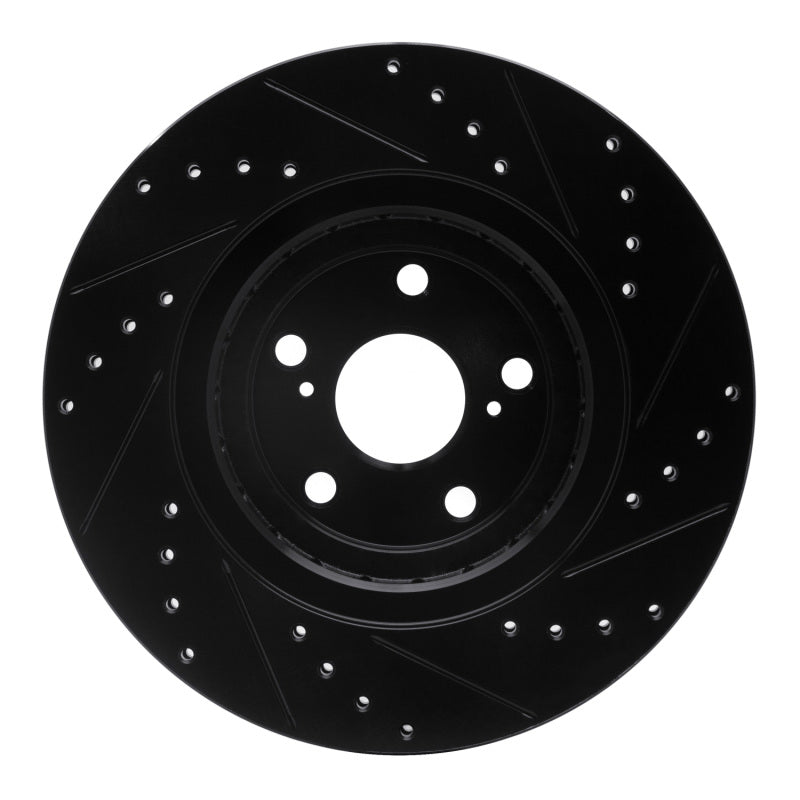 R1 Concepts R1 08-21 Lexus NX200T Front Left Drilled & Slotted Black Brake Rotor