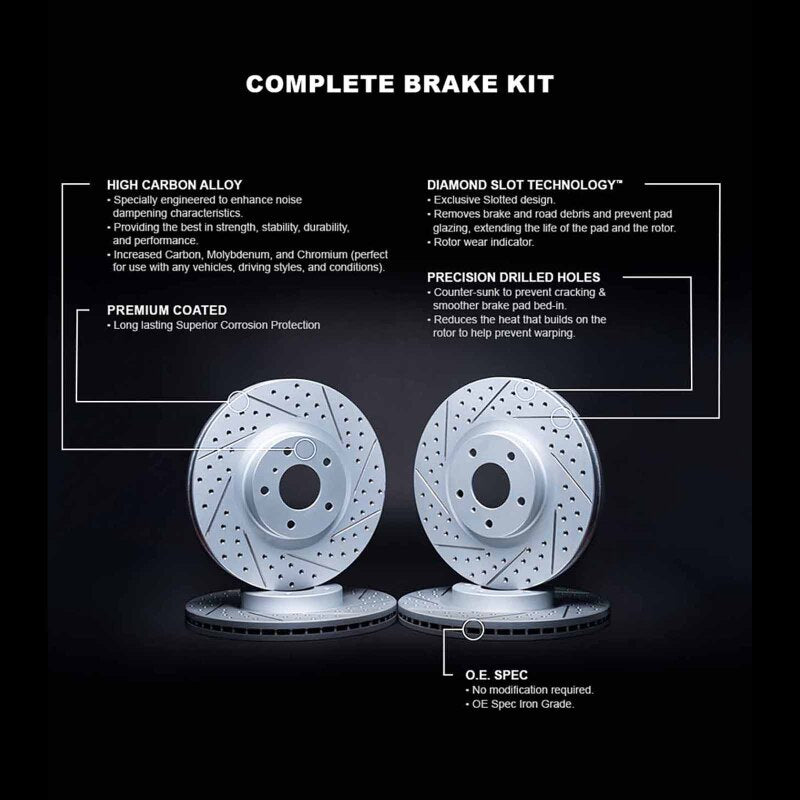 R1 Concepts R1 03-07 Honda Accord Front & Rear Drilled & Slotted Carbon Coated Brake Rotor Set