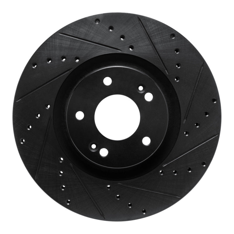 R1 Concepts R1 2021-2025 Hyundai Santa Cruz Front Right Drilled & Slotted Black Brake Rotor