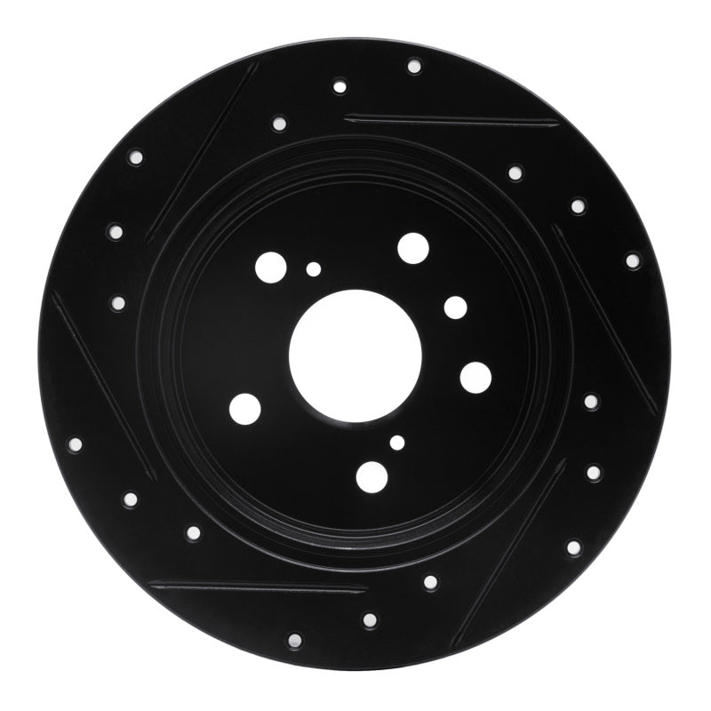 R1 Concepts R1 2012-2018 Lexus ES300H Rear Right Drilled & Slotted Black Brake Rotor