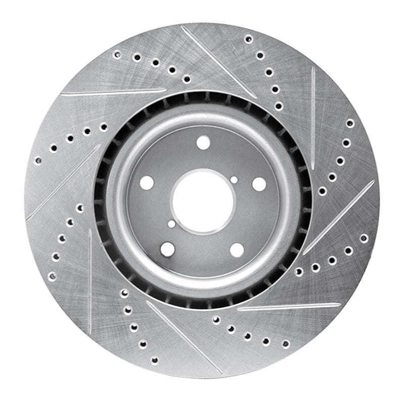 R1 Concepts R1 05-20 Subaru Impreza Front Left Drilled & Slotted Silver Brake Rotor