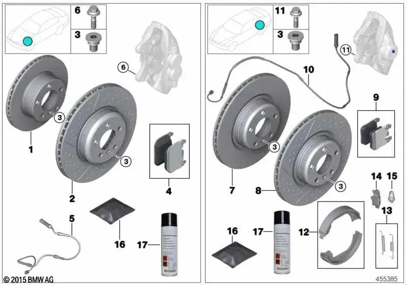 Genuine BMW 34207889668 F80 F82 F87 Brake Disc Ventilated - Rear Right 370x24mm