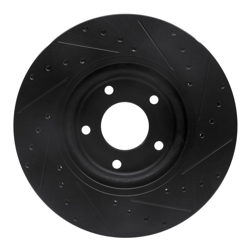 R1 Concepts R1 98-06 Jaguar XK8 Front Left Drilled & Slotted Black Brake Rotor