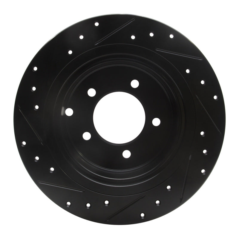 R1 Concepts R1 07-17 Chrysler Sebring Rear Right Drilled & Slotted Black Brake Rotor