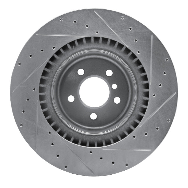 R1 Concepts R1 10-14 BMW X5 Rear Left Drilled & Slotted Silver Brake Rotor