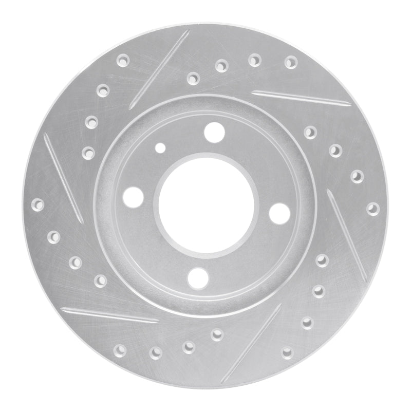 R1 Concepts R1 80-08 Audi 4000 Front Right Drilled & Slotted Silver Brake Rotor