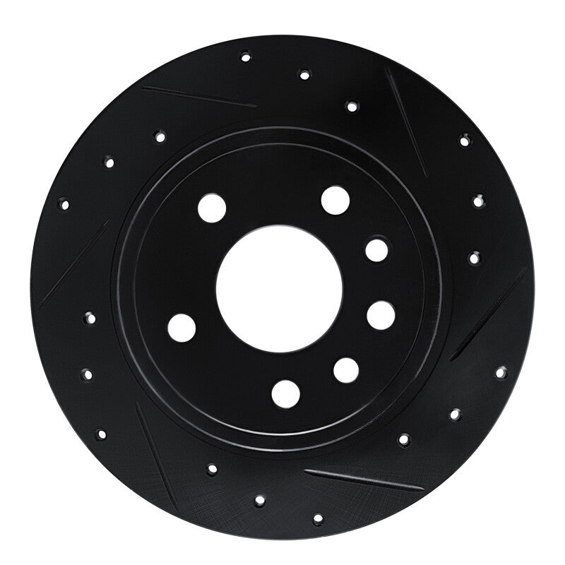 R1 Concepts R1 97-01 Cadillac CATERA Rear Right Drilled & Slotted Black Brake Rotor