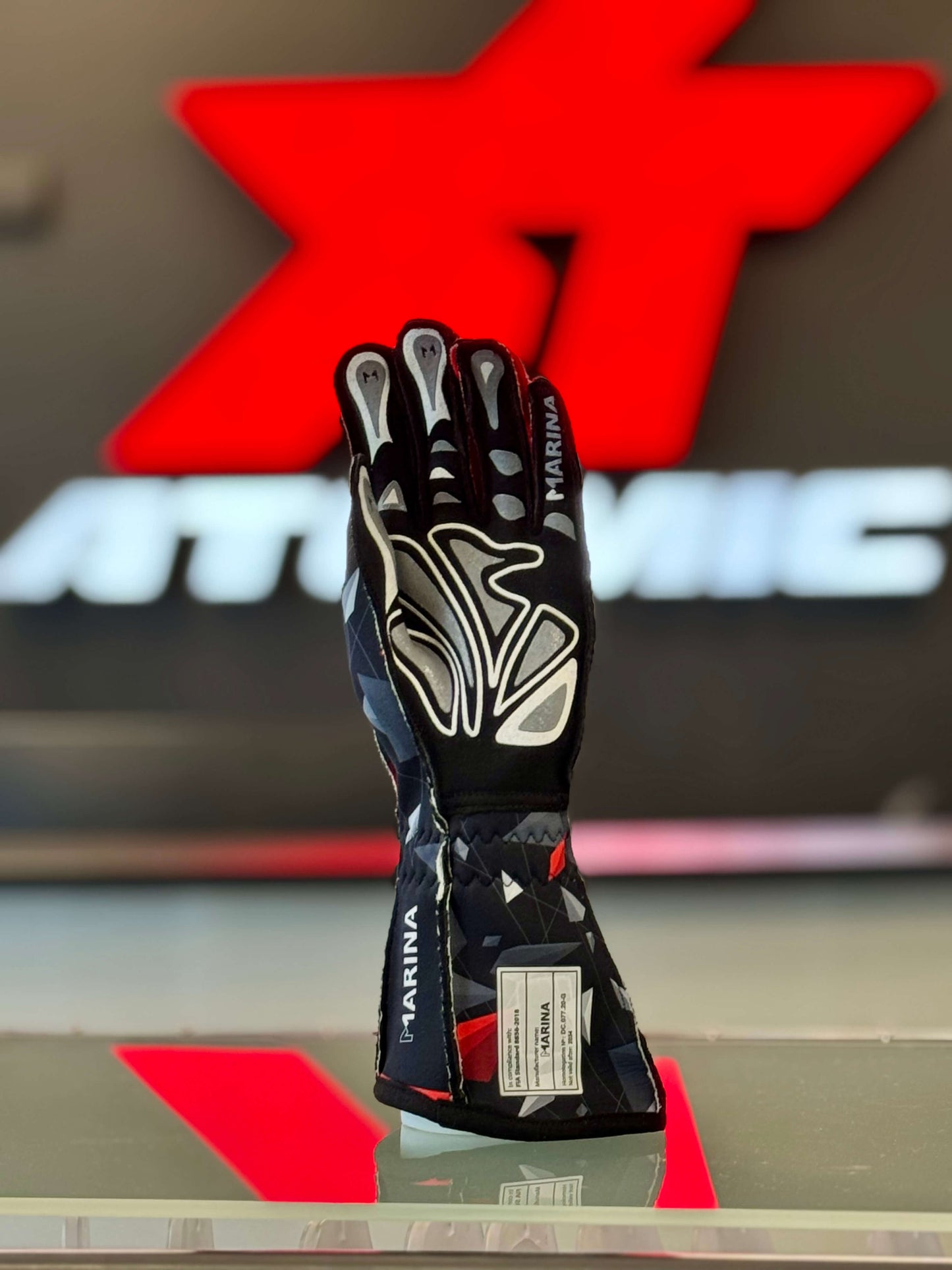 ARD R82-500-L RACING GLOVES ATOMIC NURBURGRING EDITION FIA 8856-2018 BLACK/RED SIZE L (OFFICIALLY LICENSED NURBURGRING PRODUCT)