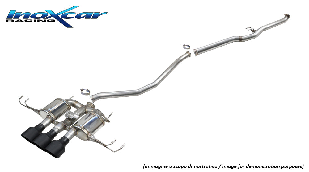 InoXcar CATBACK.HOCI.11.114CBLACK Honda Civic FL5 Direct Central Pipe + Rear Silencer With Central En Pipe 3 X Diam. 114 Racing Black Ceramic + Valve Assembly With Original Electric Engine 1 | ML Performance UK Car Parts