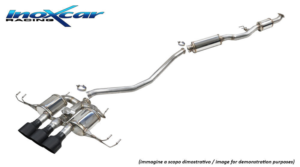 InoXcar CATBACK.HOCI.15.114CBLACK Honda Civic FL5 Central Pipe With Silencer + Rear Silencer With Central En Pipe 3 X Diam. 114 Racing Black Ceramic + Valve Assembly With Original Electric Engine 1 | ML Performance UK Car Parts