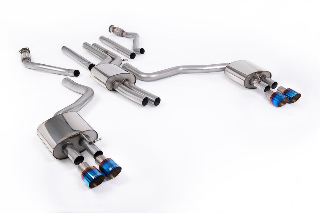 MillTek-SSXAU1058-Cat-back Resonated Cat Back with Quad GT-100 Burnt Titanium Trims | ML Performance Car Parts