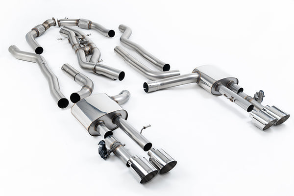 Milltek SSXAU1065 Audi Non-Resonated Cat-Back System (Twin 80mm) With GT-115 Polished Trims (Inc. S8)