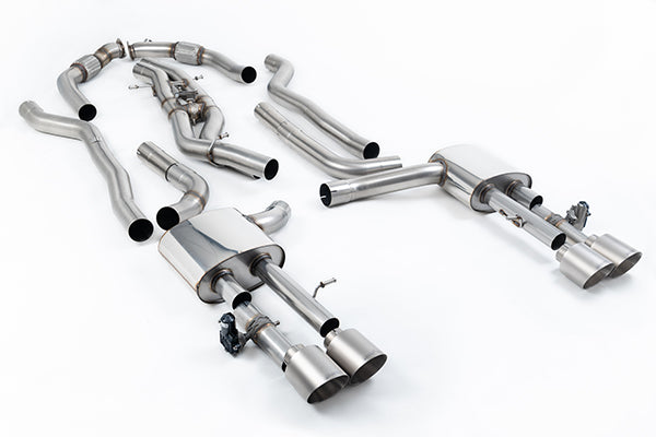 Milltek SSXAU1067 Audi Non-Resonated Cat-Back System (Twin 80mm) With GT-115 Brushed Titanium Trims (Inc. S8)