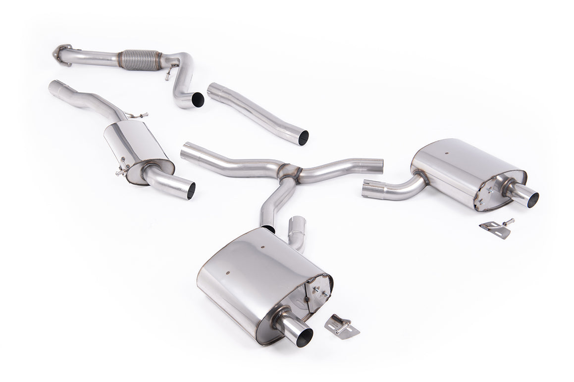 MillTek SSXAU1111 Audi A4 Road+ Cat-Back - Fit to OE Outlets on Rear Diffuser (No Tips)