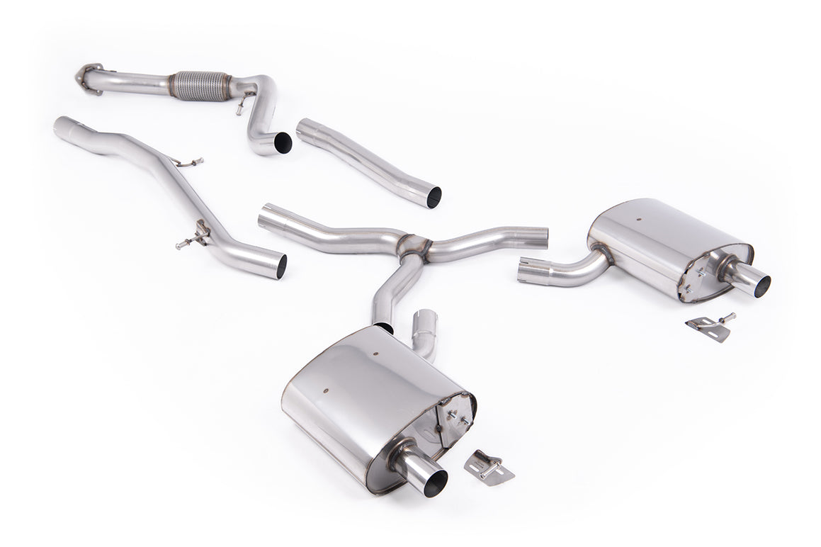 MillTek SSXAU1112 Audi A4 Non-Resonated (Louder) Cat-Back - Fit to OE Outlets on Rear Diffuser (No Tips)