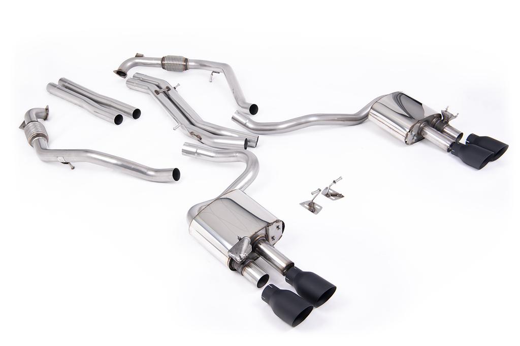 MillTek-SSXAU1114-Cat-back Cat Back Non-Resonated (Louder) with Quad GT-100 Cerakote Black Trims | ML Performance Car Parts
