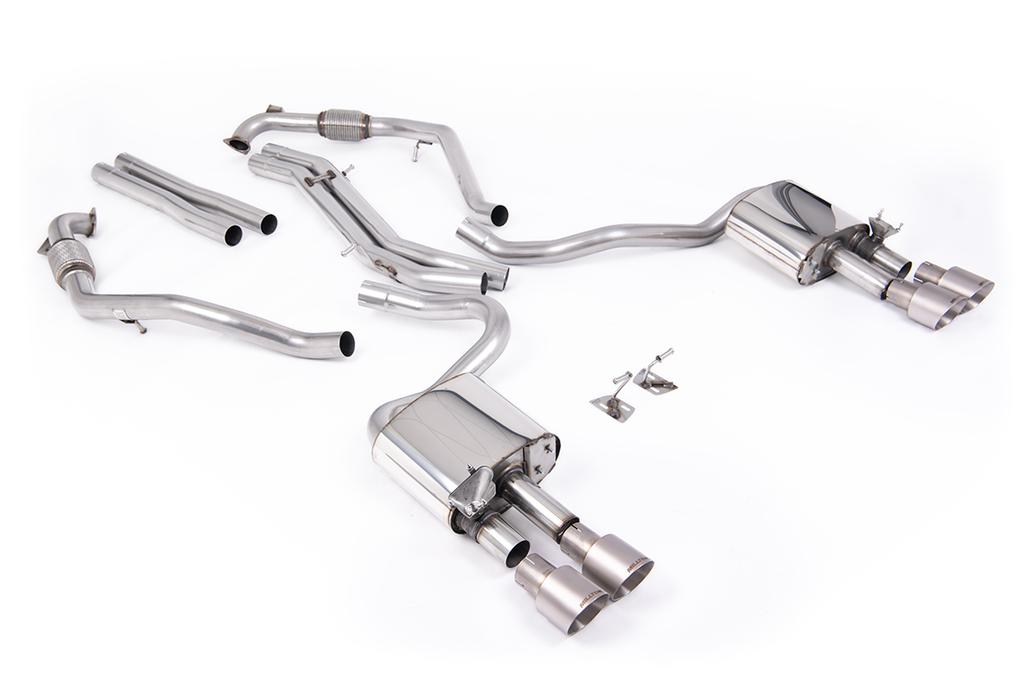 MillTek-SSXAU1115-Cat-back Cat Back Non-Resonated (Louder) with Quad GT-100 Brushed Titanium Trims | ML Performance Car Parts