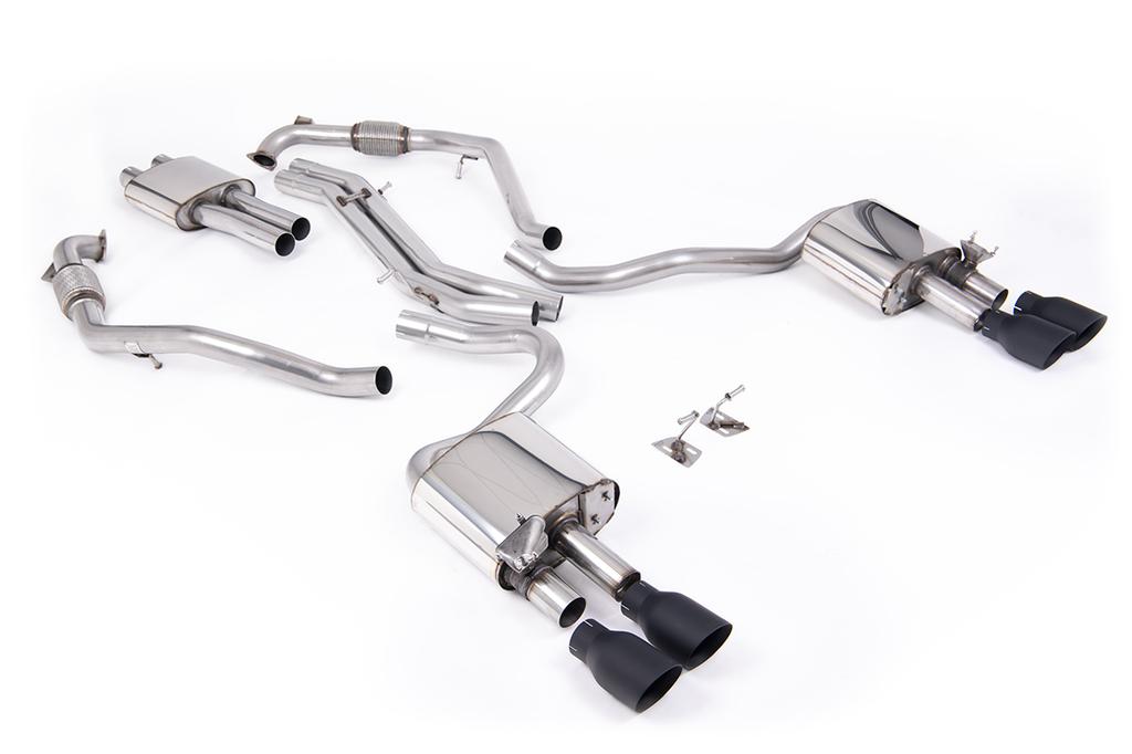 MillTek-SSXAU1121-Cat-back Cat Back Resonated with Quad GT-100 Cerakote Black Trims | ML Performance Car Parts