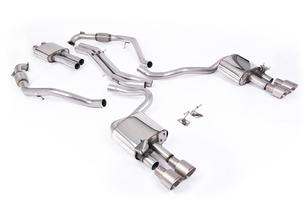 MillTek-SSXAU1122-Cat-back Cat Back Resonated with Quad GT-100 Brushed Titanium Trims | ML Performance Car Parts