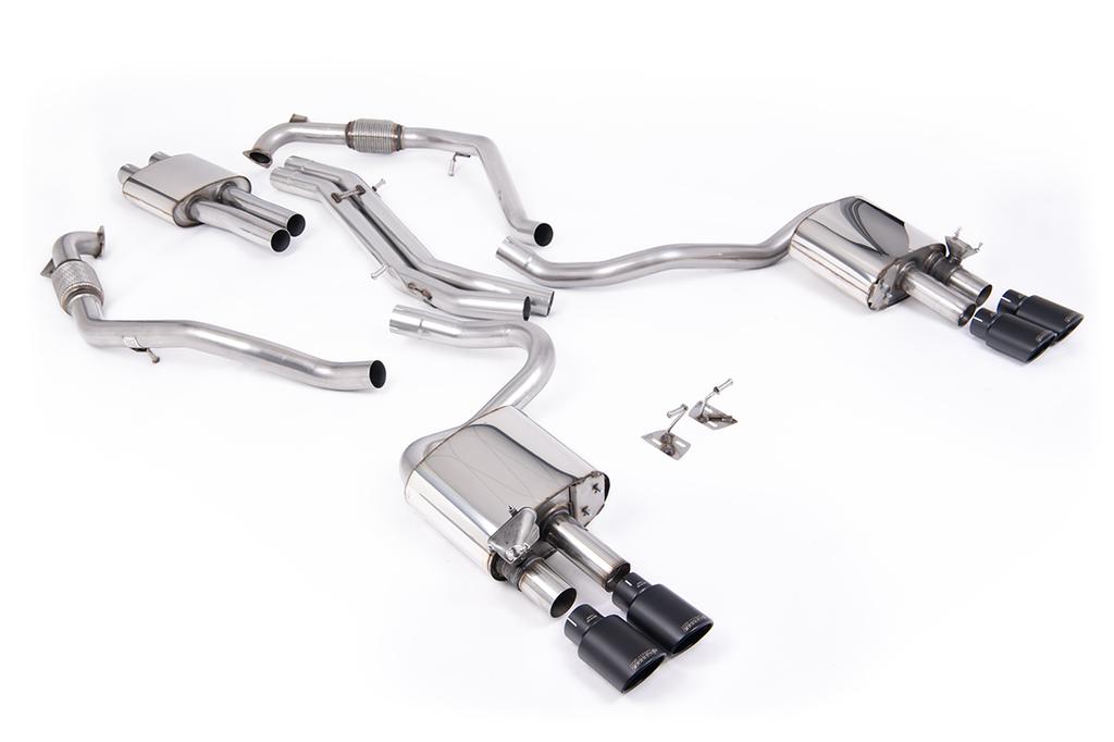 MillTek-SSXAU1126-Cat-back Cat Back Resonated with Quad Cerakote Black Oval Trims | ML Performance Car Parts