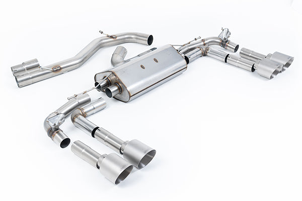 Milltek SSXAU934 Audi 80mm Non-Resonated Cat-Back With Titanium Trims (Louder) (Inc. S3)