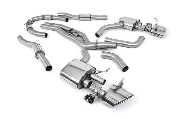 Milltek SSXAU942 Audi Cat-Back System Resonated (Twin 80mm) With Polished Oval Trims (Loudest) (Inc. RS6, RS7)