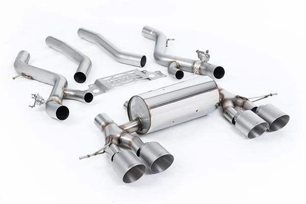 Milltek SSXBM1283 BMW OPF/GPF Back With Centre Resonator Bypass & GT-115 Brushed Titanium Trims (Oe