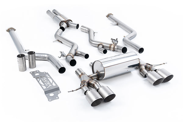 Milltek SSXBM1288 BMW Cat-Back - Resonated With GT-115 Brushed Titanium Trims