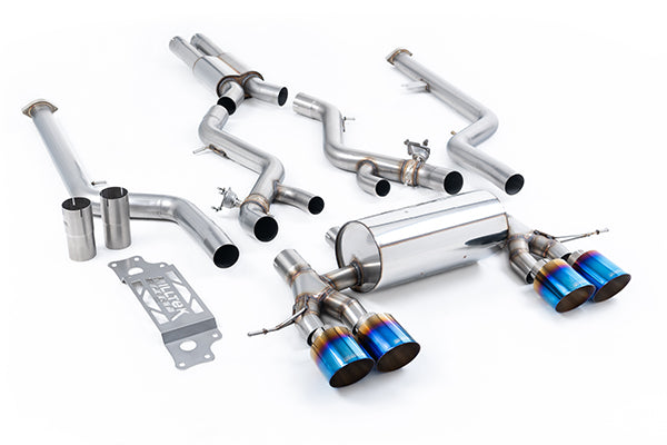 Milltek SSXBM1289 BMW Cat-Back - Resonated With GT-115 Burnt/Blue Titanium Trims